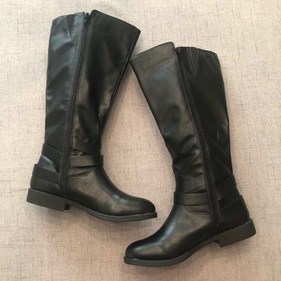 Black Vegan Leather Riding Boots Wide Calf New 8 - Picture 6 of 8